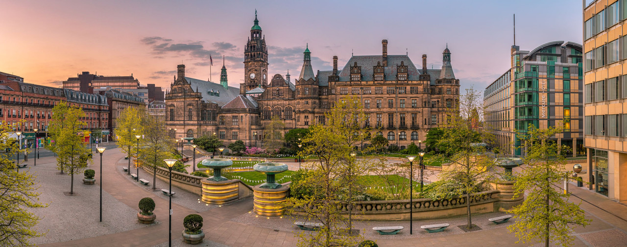 Sheffield Cityscape with Town Hall and University buildings